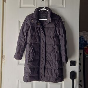 J Crew Black Quilted Long Line Down Puffer Winter Coat